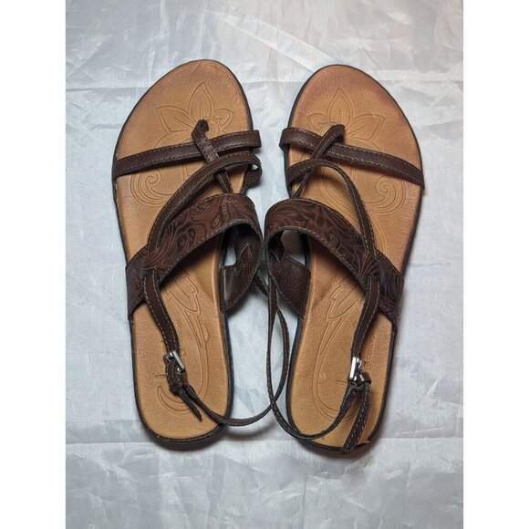 BOC Born Concept Sandals Womens 8M Thong Flats Slingback Brown Faux Leather - Picture 7 of 16